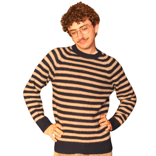 Vintage Striped Scottish Wool Sweater