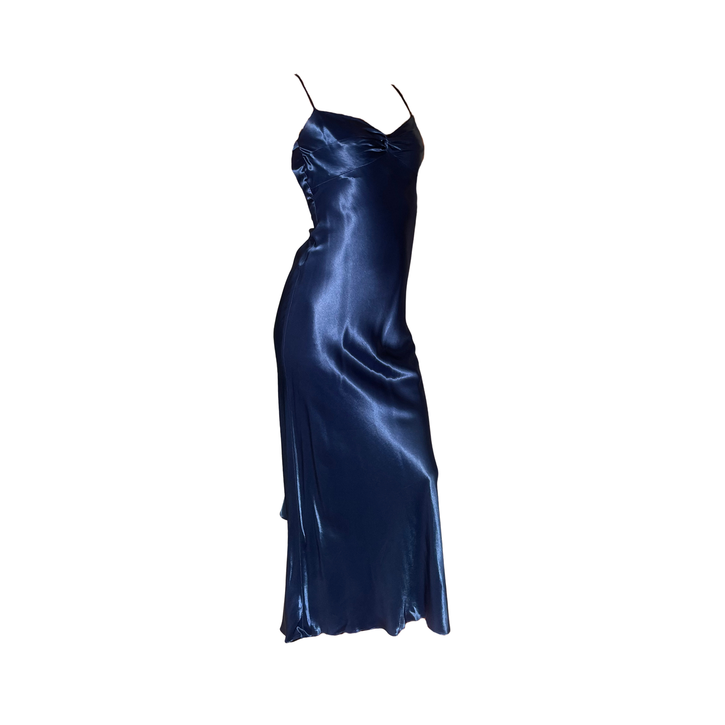 Vintage Royal Blue Satin Disco Gown