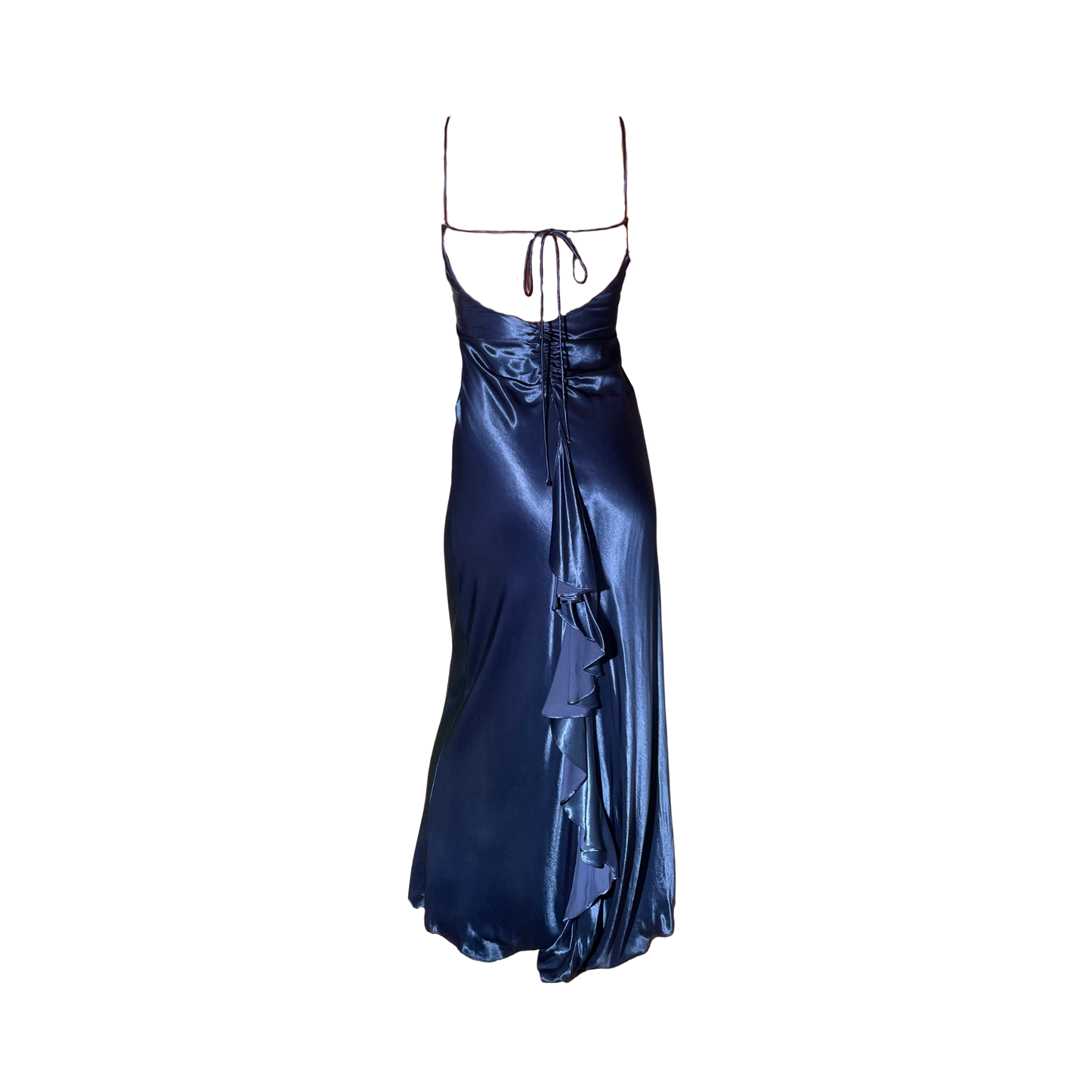 Vintage Royal Blue Satin Disco Gown