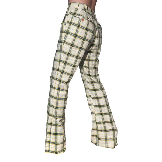 1970's Plaid Flared Trousers