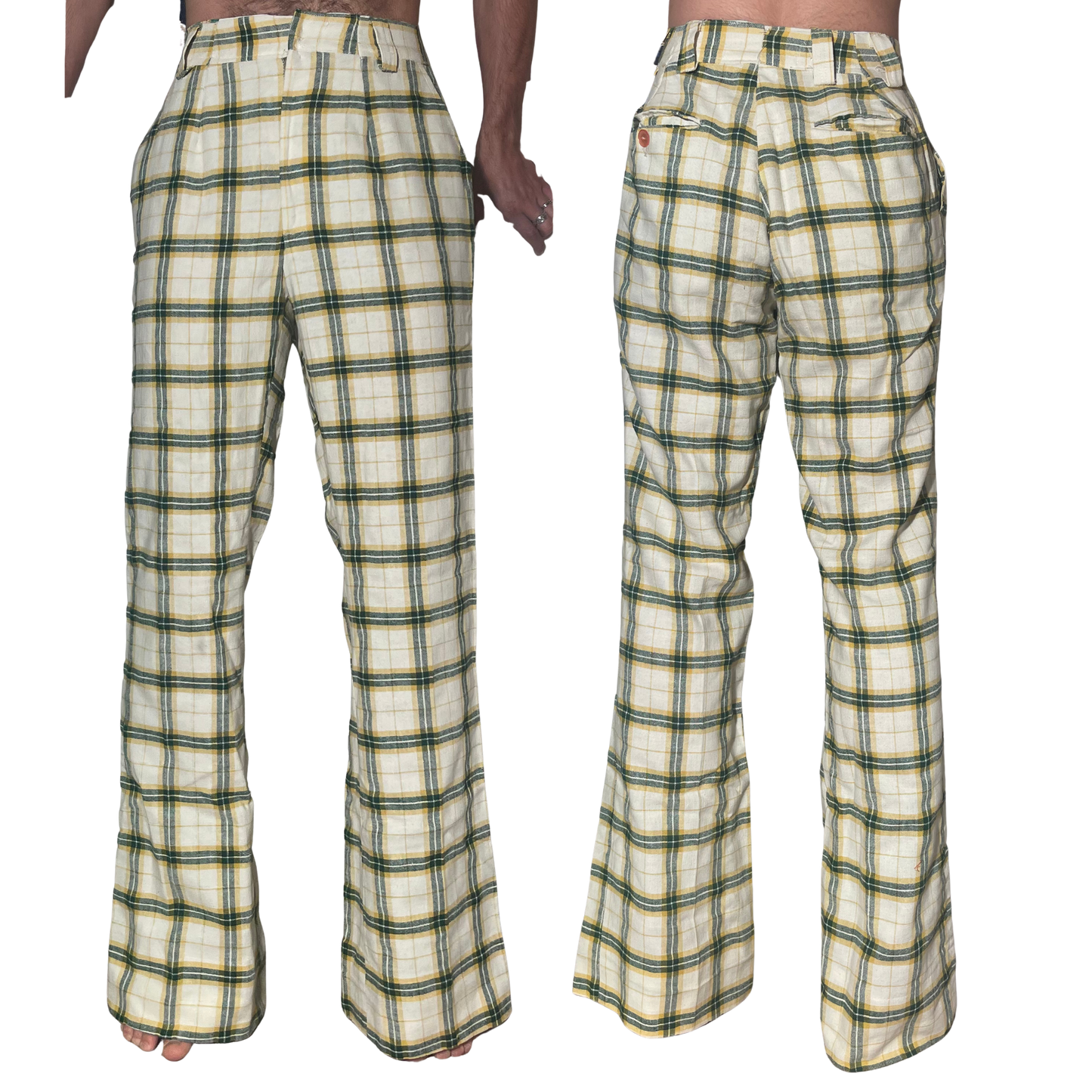 1970's Plaid Flared Trousers