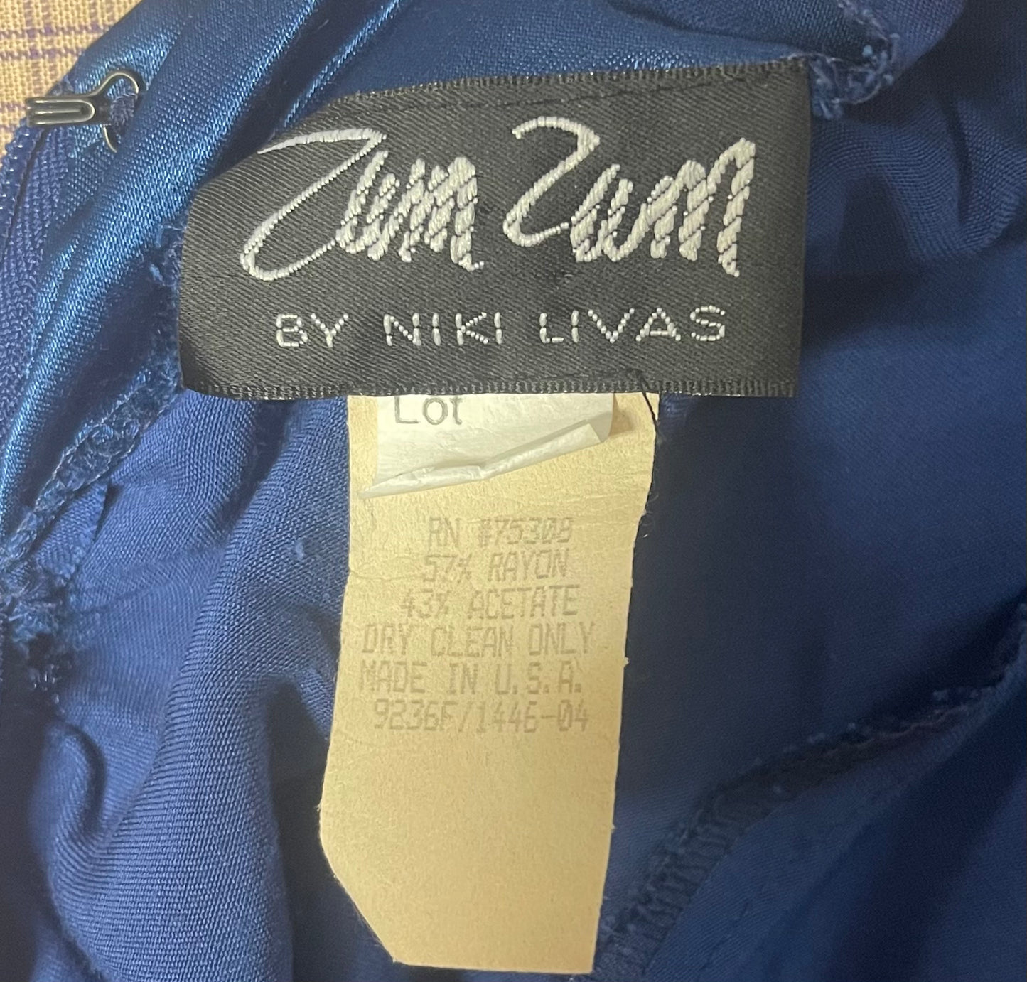 Vintage Royal Blue Satin Disco Gown