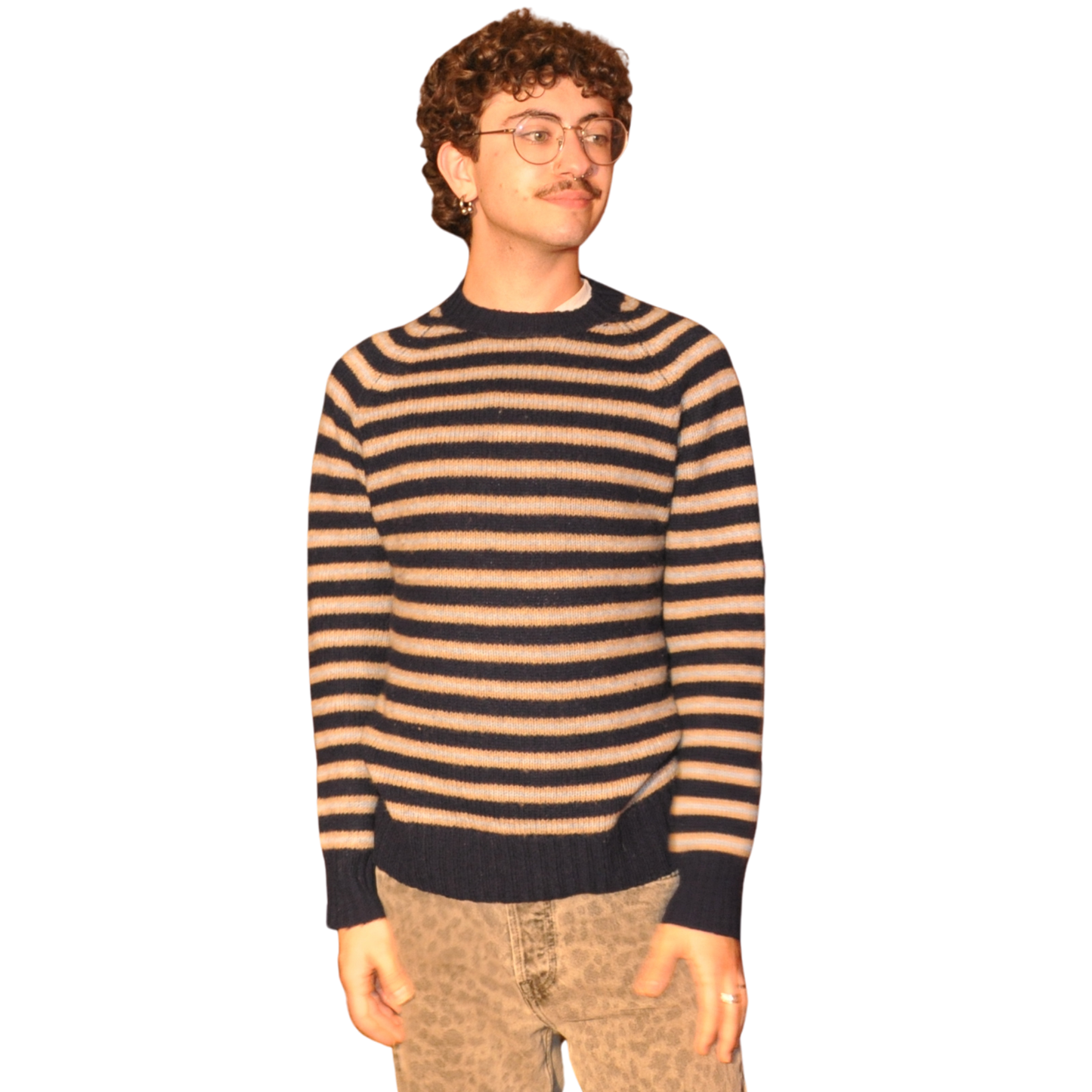 Vintage Striped Scottish Wool Sweater