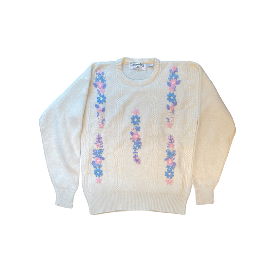 Vintage Pastel Floral Sweater