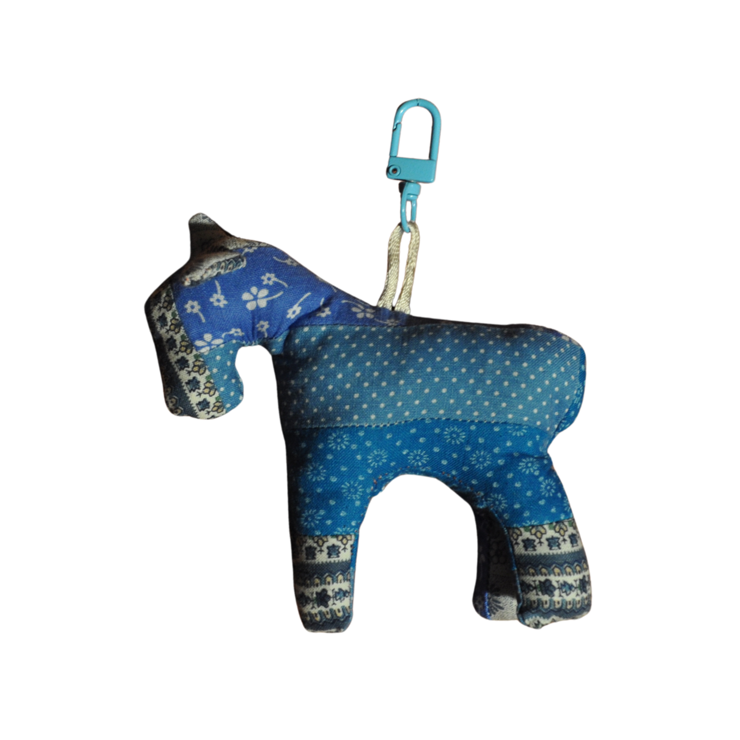 Patchwork Blue Horse Bag Charm