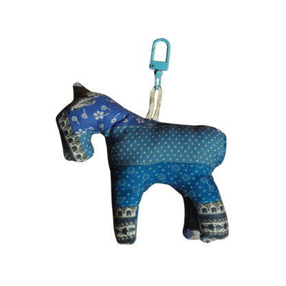 Patchwork Blue Horse Bag Charm