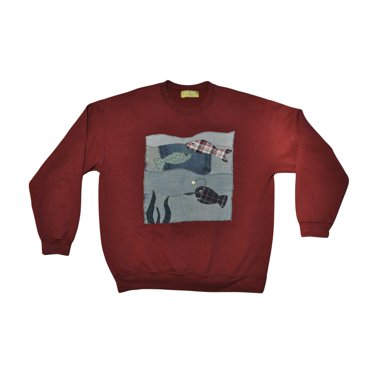 Lazy Jane Patchwork Sardine Crewneck Sweatshirt
