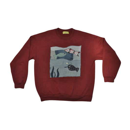 Lazy Jane Patchwork Sardine Crewneck Sweatshirt