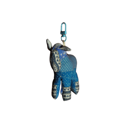 Patchwork Blue Horse Bag Charm