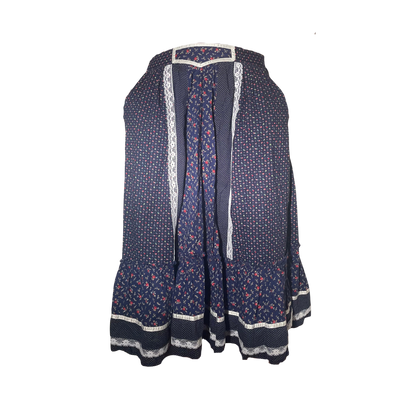 1970's Floral Prairie Midi Skirt