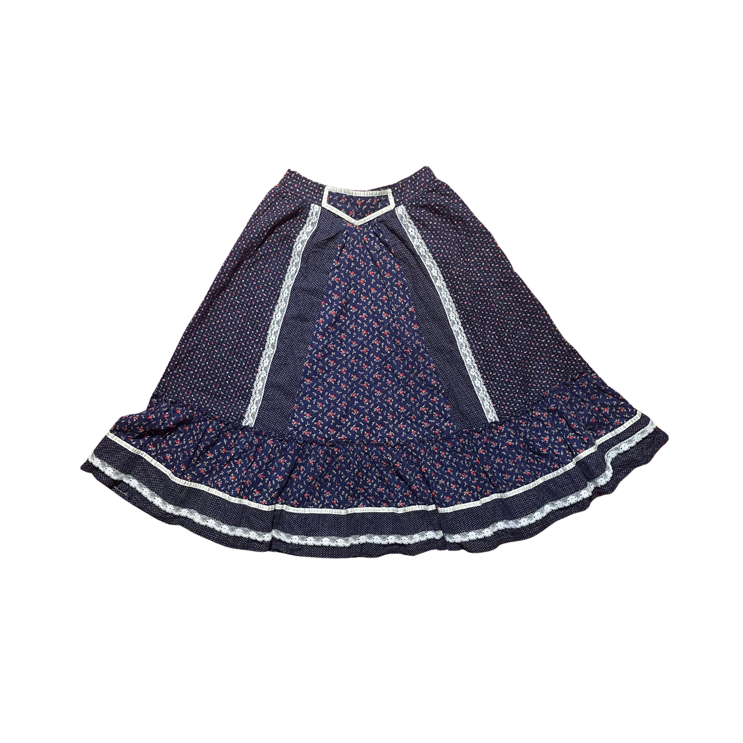 1970's Floral Prairie Midi Skirt
