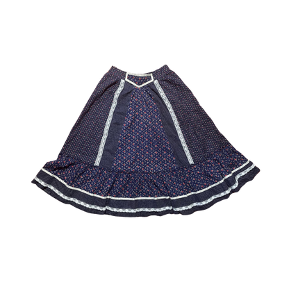1970's Floral Prairie Midi Skirt