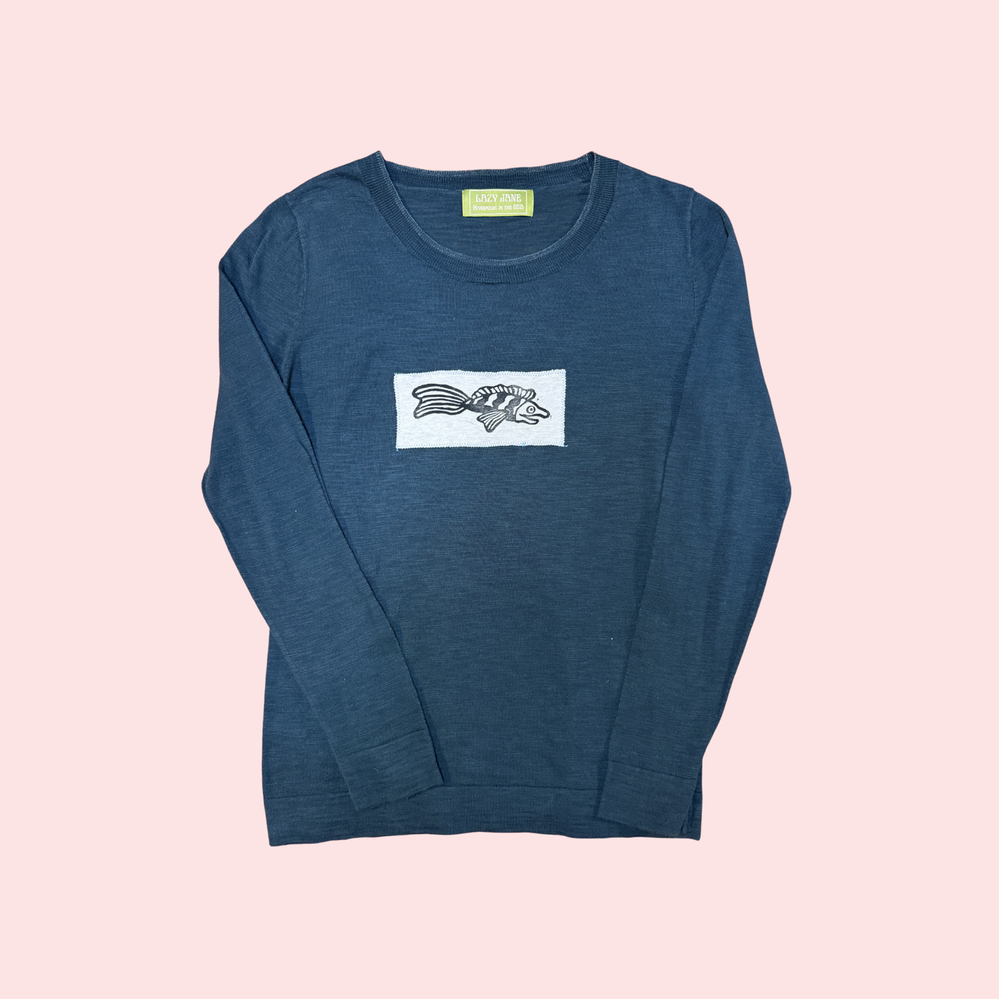 Charcoal Patchwork Fish Knit Top