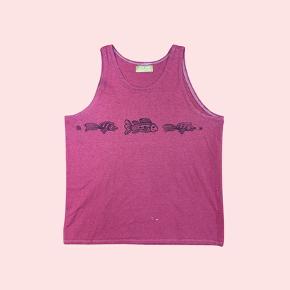 Red Block Print Fish Tank Top