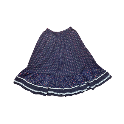 1970's Floral Prairie Midi Skirt
