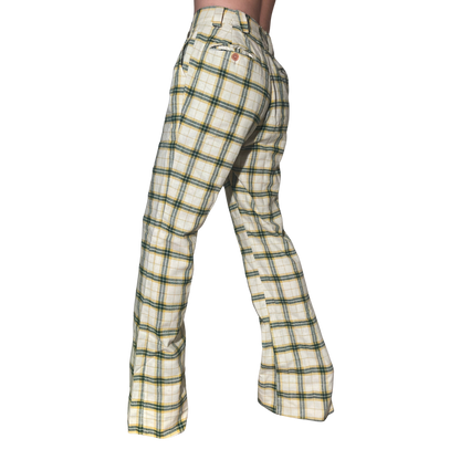 1970's Plaid Flared Trousers