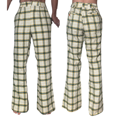 1970's Plaid Flared Trousers