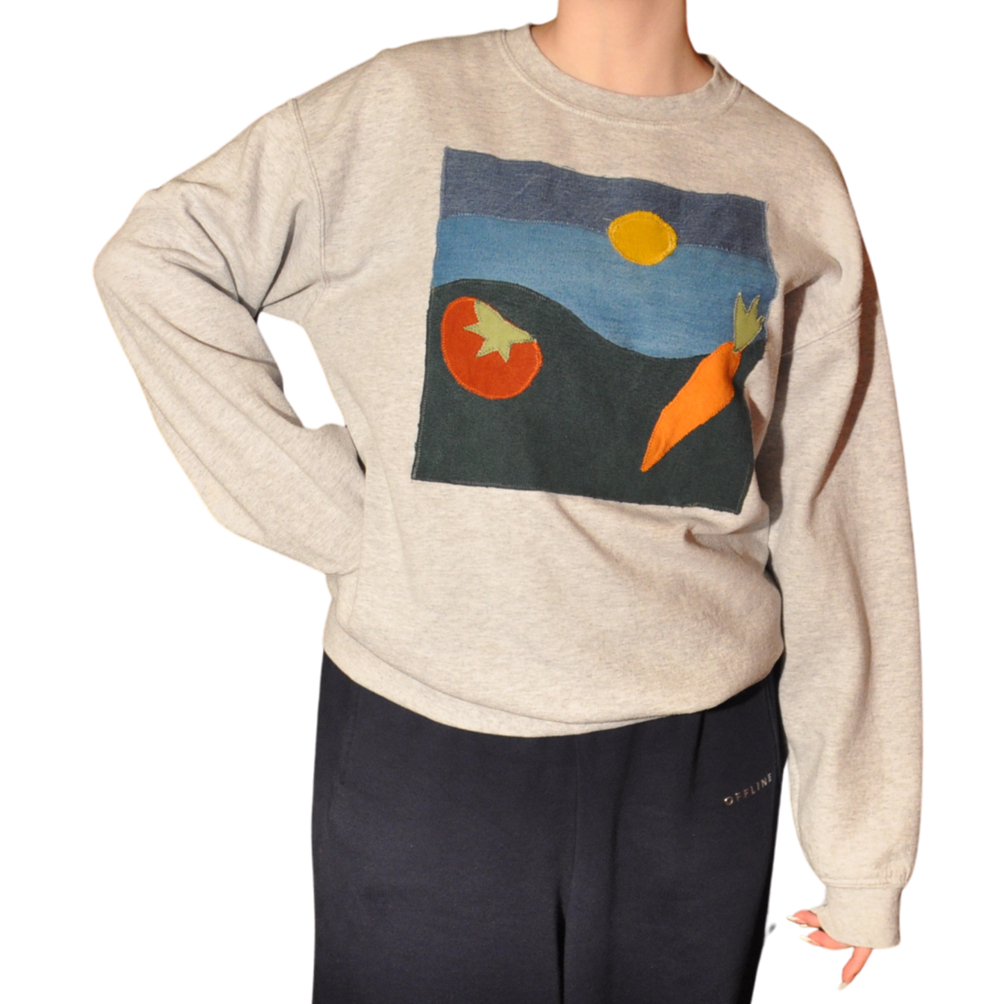 Lazy Jane Produce Patchwork Crewneck Sweatshirt