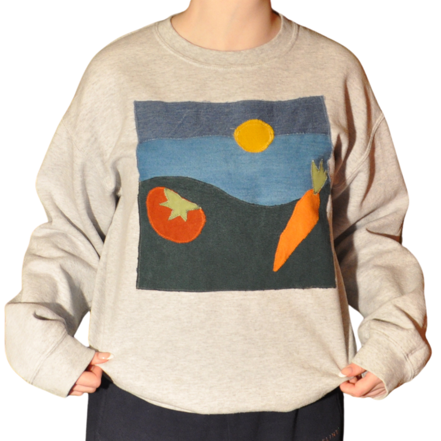 Lazy Jane Produce Patchwork Crewneck Sweatshirt