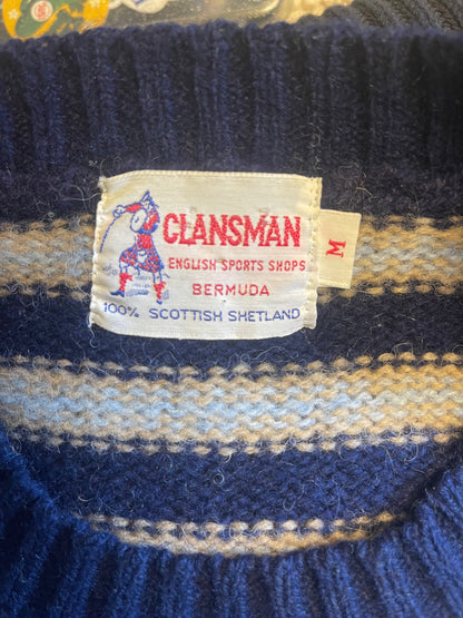 Vintage Striped Scottish Wool Sweater