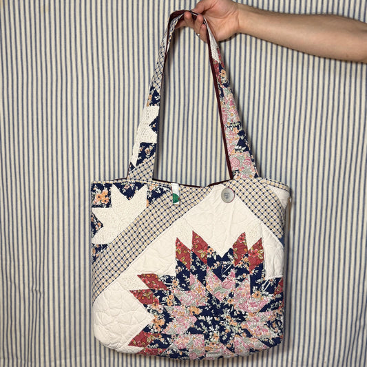 Classic Floral Star Quilted Market Bag