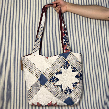 Classic Floral Star Quilted Market Bag