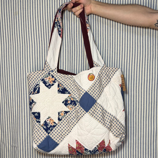 Primary Star Floral Quilted Market Bag