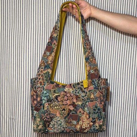 Floral Cottage Tapestry Market Bag
